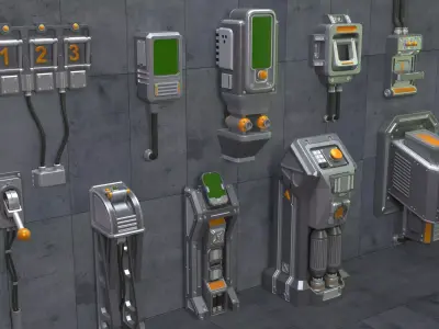 SCI-FI Switches - 10 pieces 3D model