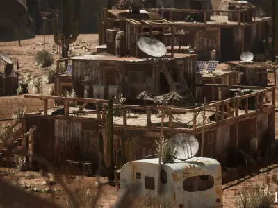 Modular Post Apocalyptic Desert Environment Low-poly 3D model