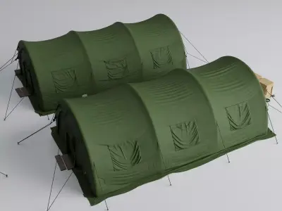 Military Tent Pack Army Camp Shelter Green Canvas Modular Low-poly 3D model
