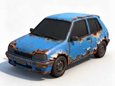 Burnt Blue Hatchback 3D Model Low-poly 3D model
