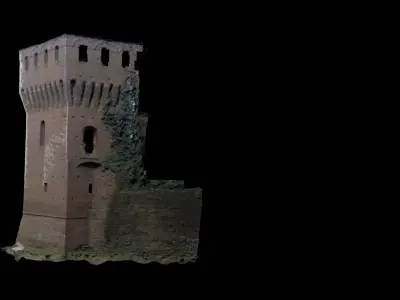 Realistic castle model with texture and material mapped high pol 3D model