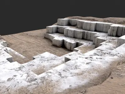 Marble Quarry Openpit Mine Excavation Low-poly 3D model