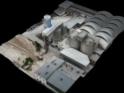 cement plant facility terrain drone scan 3D model