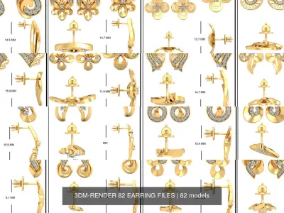 STL 82 EARRING FILES 3D Model Pack