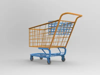 Supermarket Trolley Low-poly 3D model purchase