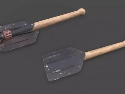 WW2 German Military Folding Shovel Low-poly PBR Low-poly 3D model