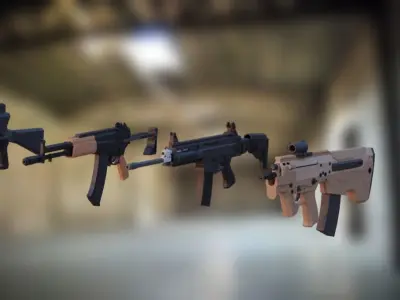 Assault Machine Guns Pack Low-Poly style 3D model