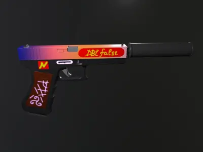 handpainted glock-17 Low-poly 3D model