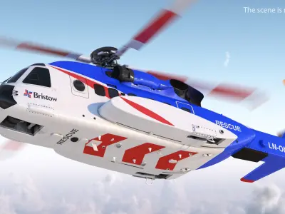 Sikorsky S-92 Civil Helicopter Rigged 3D model