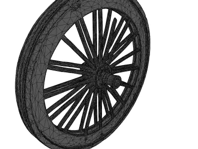 Broken Wooden Wagon Wheel 3D model