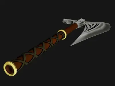 One-Handed Battle Axe Low-poly 3D model