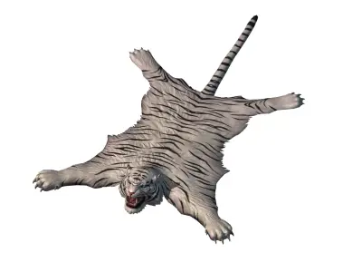 Tiger skin fur white tiger carpet low poly Low-poly 3D model