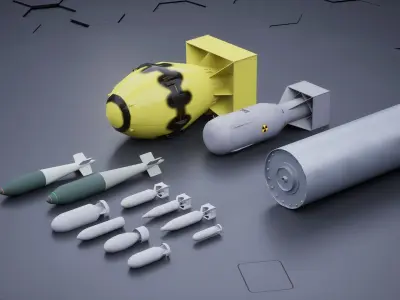  Aircraft Bomb Pack Low-poly 3D model