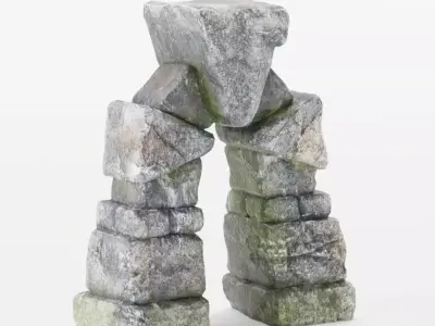 Ancient Stone Gateway or Medieval Fantasy Doorway Low-poly 3D model