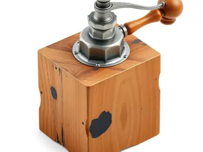 Vintage Wooden Coffee Grinder Low-poly 3D model