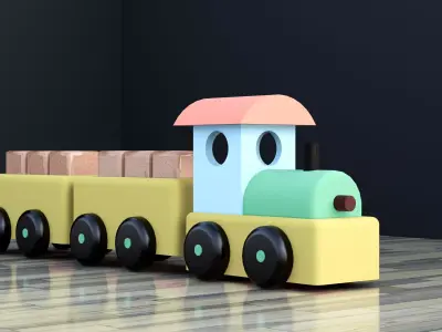Simple Truck with troly 3D model Transportation asset Low-poly 3D model