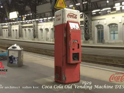 Coca Cola  Old  Middle   Vending Machine  design   Low-poly 3D model