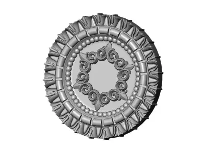 Floral scroll N02 flower pattern medallion rosette relief  3D print model