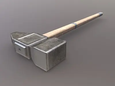 Hammer - Silver Low-poly 3D model