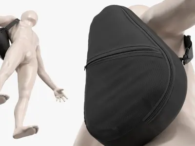 Ergonomic Padel Racket Sling Bag on Mannequin Black 3D model