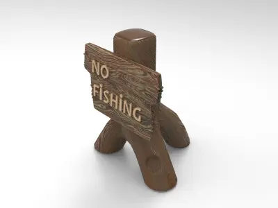 No Fishing Decor Low-poly 3D model