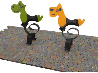 Playground swings for children - outdoor equipment 3D model