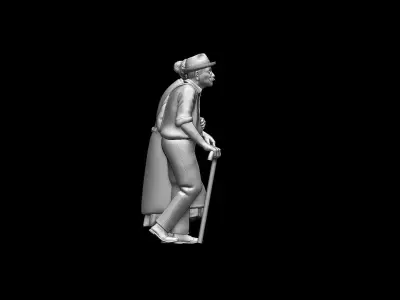 Elderly Couple Walking  Realistic Diorama Figures  3D print model