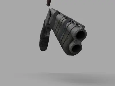 double-barreled homemade sawn-off shotgun Free low-poly 3D model