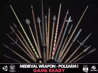 Medieval Polearms - I Low-poly 3D model