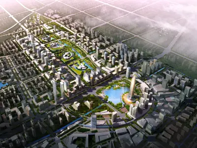 Architecture futuristic city in china 3D model