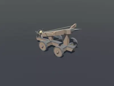 Ballista lowpoly cannon on wheels Low-poly 3D model