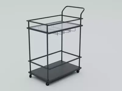 Hospital Bedside Stainless Table Low-poly 3D model