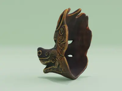 Wooden Dragon Mask Free low-poly 3D model
