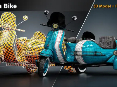 Vespa Bike Low-poly 3D model