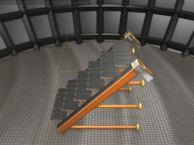 Sci-Fi Stairs - 13 - Orange Version Low-poly 3D model