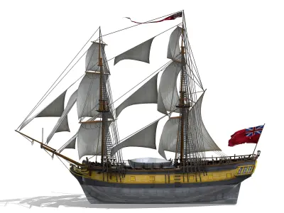 HMS Ontario 1780 Fully Furnished Low-poly 3D model