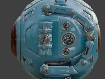Realistic Sci-Fi Blue Sentry Drone 3D Model Low-poly 3D model