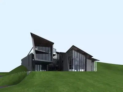 Villa house on hill 3D model purchase