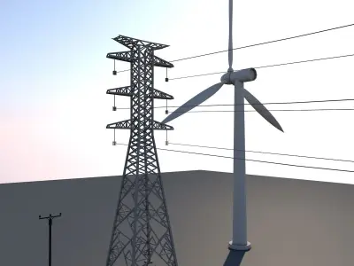 Wind turbine Low-poly 3D model purchase
