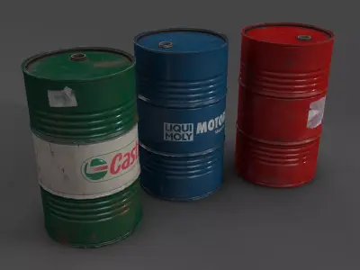 Barrels oil cans Low-poly 3D model