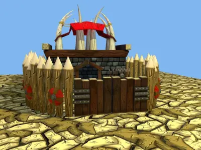 Stylized Orc Town - Barracks Low-poly 3D model
