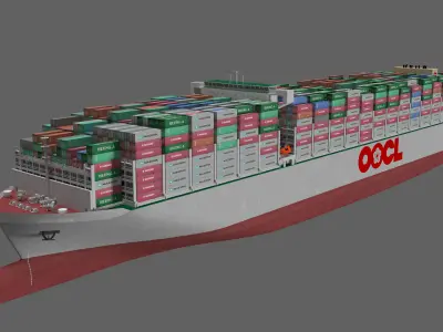 OOCL Spain container ship lowpoly 3D model