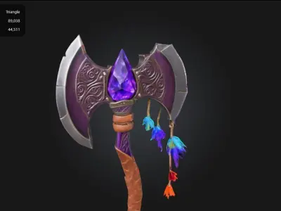 Battle Axe Game Ready 3D Weapon Model Low-poly 3D model