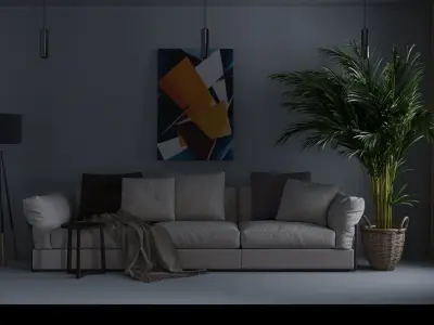 Minimalistic Interior room with plant Free 3D model