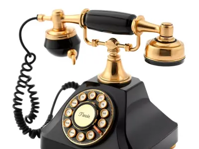 Vintage Black Gold Telephone model pack Low-poly 3D model