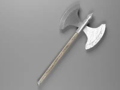 Two sided axe weapon VR AR low-poly 3D model Low-poly 3D model