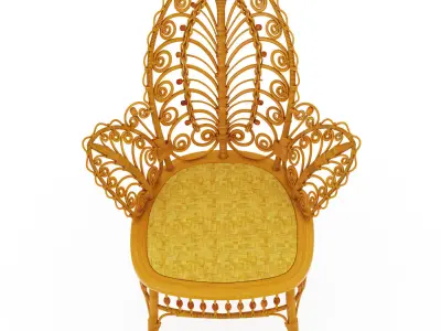  Victorian Wicker Chair Parlor C 1890 3D model