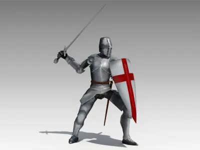Crusader Animated Low-poly 3D model
