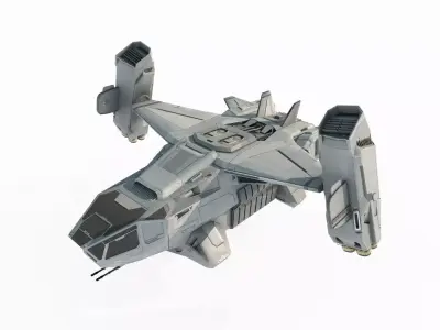 Future sci-fi military transport aircraft 3D model
