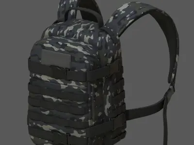 Backpack military combat bag baggage Black  Low-poly 3D model